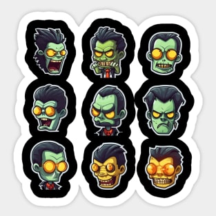 Funky Frankenstein Faces Halloween Costume Sticker